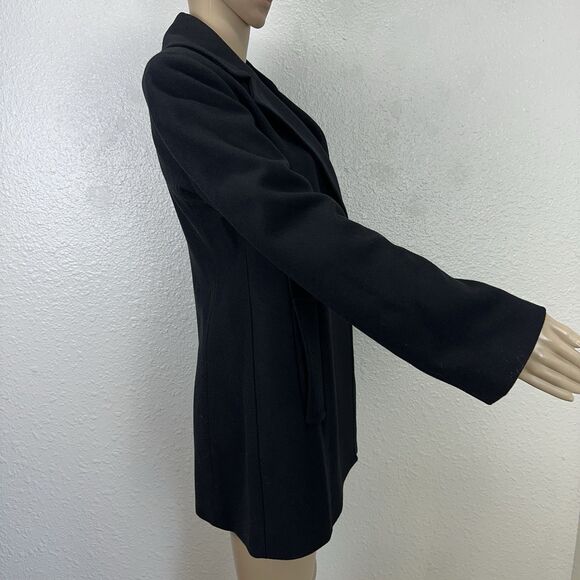 Theory Wool Coat Womens 4 Black Peacoat Double Breasted Money Staple Business - Picture 8 of 15